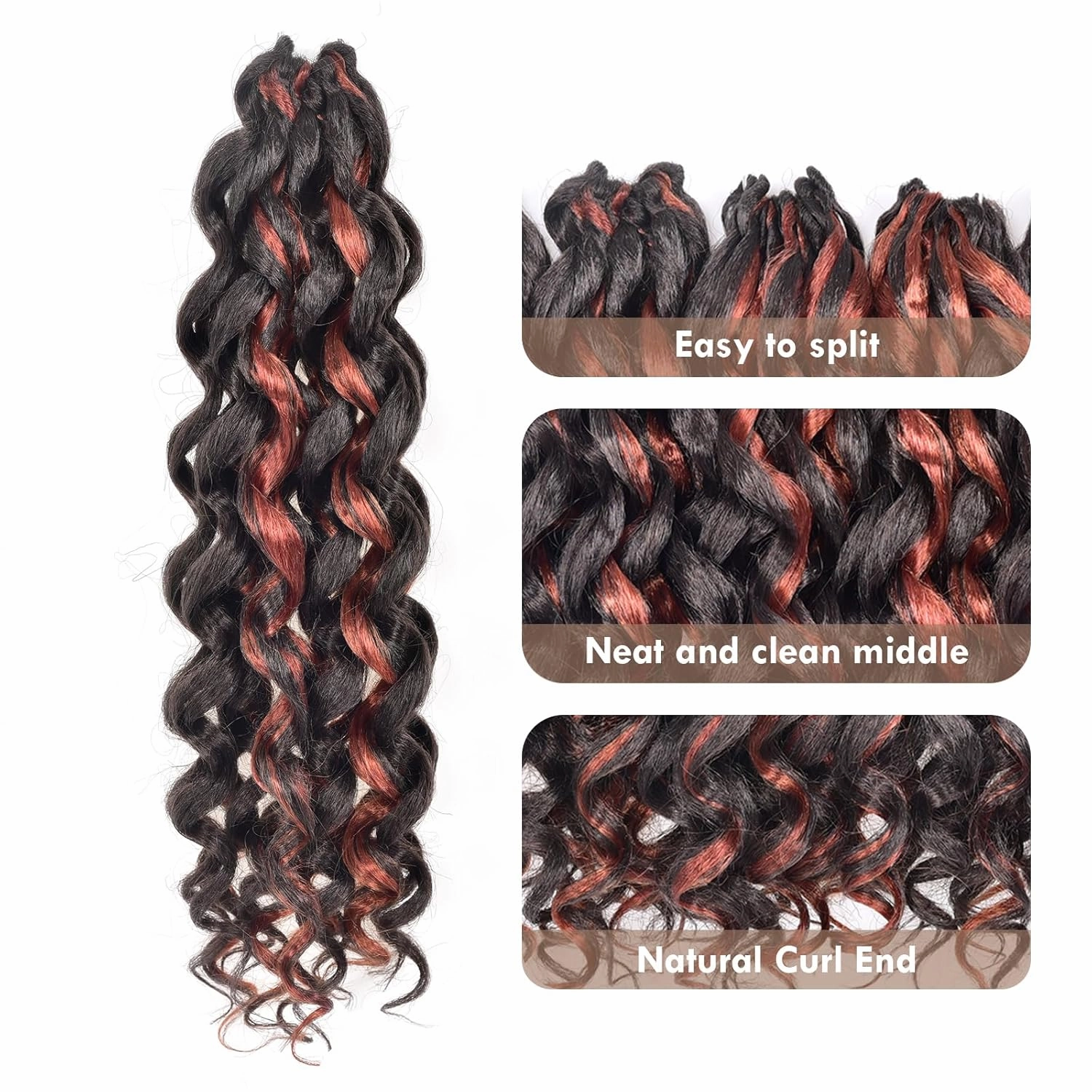 ToyoTress GoGo Curl Crochet Hair - 8 Inch 8 Packs Orange Highlight Beach Curl Crochet Hair, Short Curly Ocean Wave Water Wave Deep Twist Crochet Braids Synthetic Braiding Hair (8 Inch, P4/350)