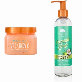 Tree Hut Vitamin C Shea Sugar Body Scrub and Coconut Lime Shave Oil Skincare Bundle, 18 oz Scrub and 7.7 oz Shave Oil