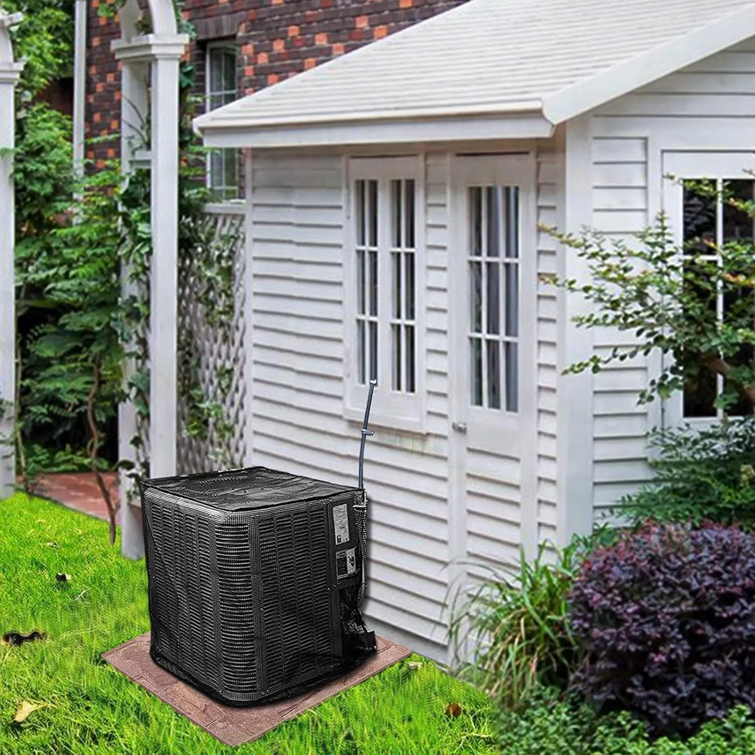 TRELC Outdoor Air Conditioner Cover, Mesh AC Unit Cover Protects from Clogging - Cottonwood, Leaves, Weeds (31.5" x 31.5" x 35.4")