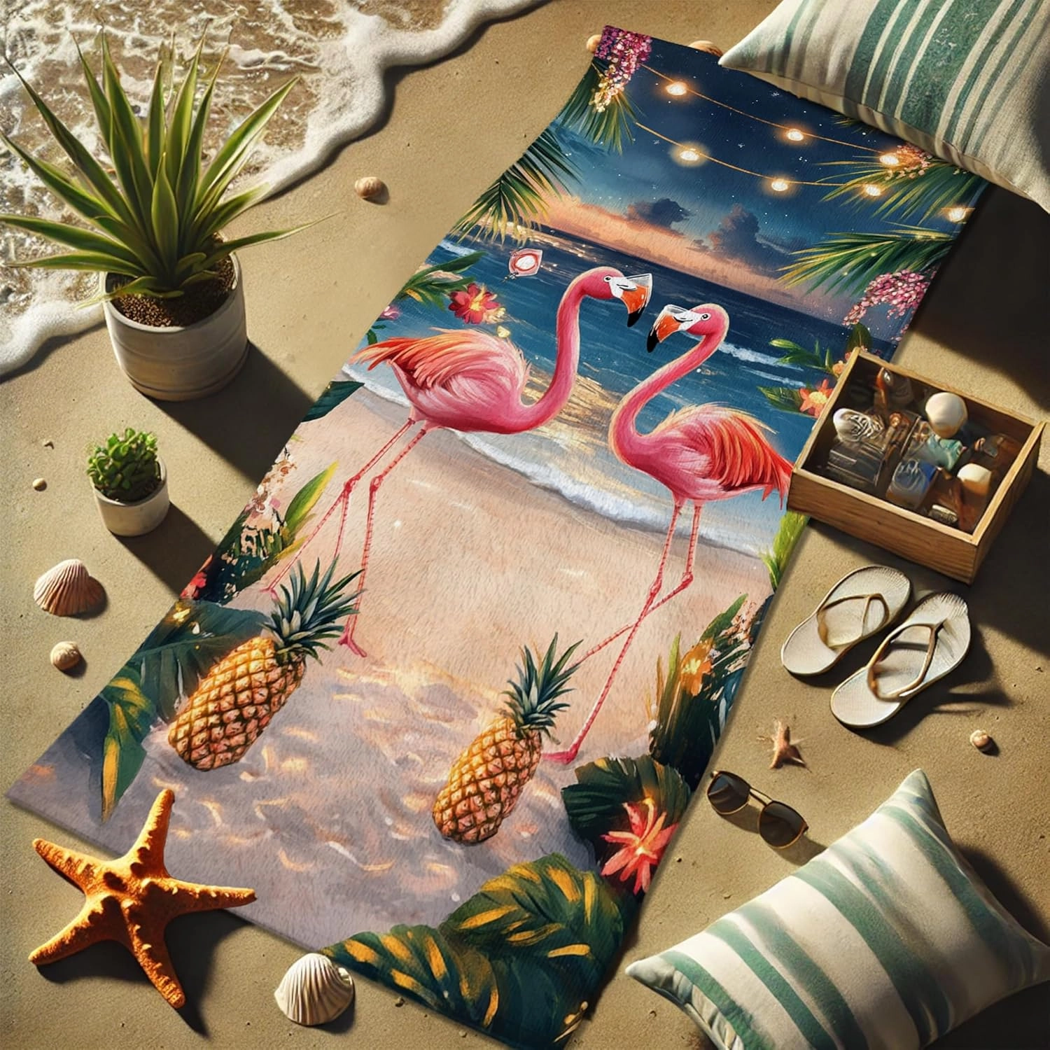 Tropical Tropical Bird Beach Towel Peach Summer Paradise Microfiber Quick Dry Soft Sand Free Oversized Lightweight Blanket, Beach Pool Picnic Essentials 62x31 Inch