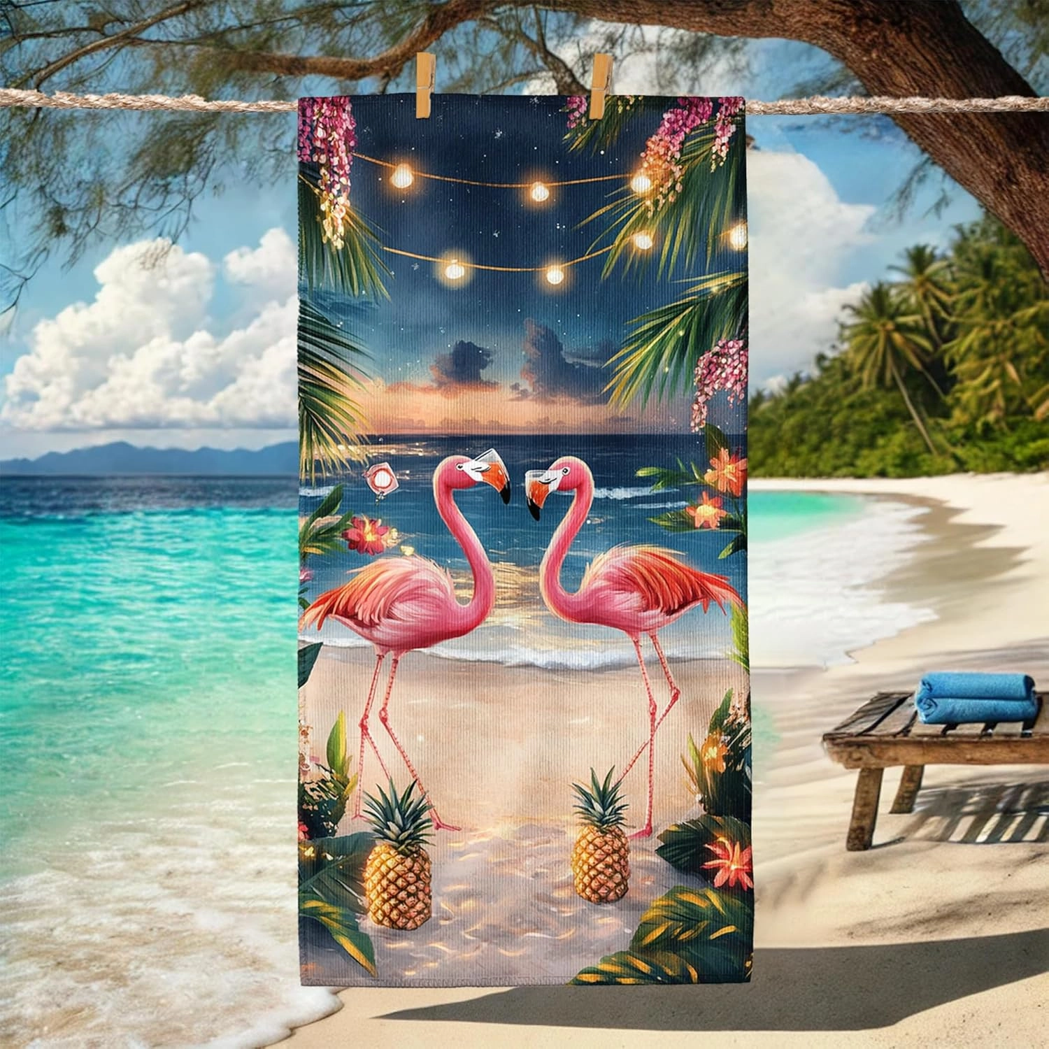 Tropical Tropical Bird Beach Towel Peach Summer Paradise Microfiber Quick Dry Soft Sand Free Oversized Lightweight Blanket, Beach Pool Picnic Essentials 62x31 Inch