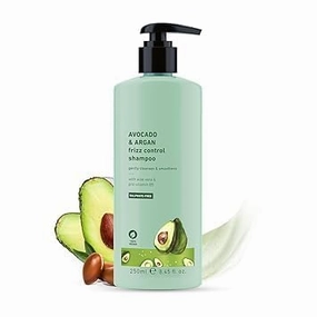 tubees Avocado & Argan Frizz Control Shampoo | for Curly, Wavy & Frizzy Hair | Sulphate & Parabens Free | with Aloe Vera Extract | Reduces Frizz, Retains Moisture & Conditions Strands | 250ml