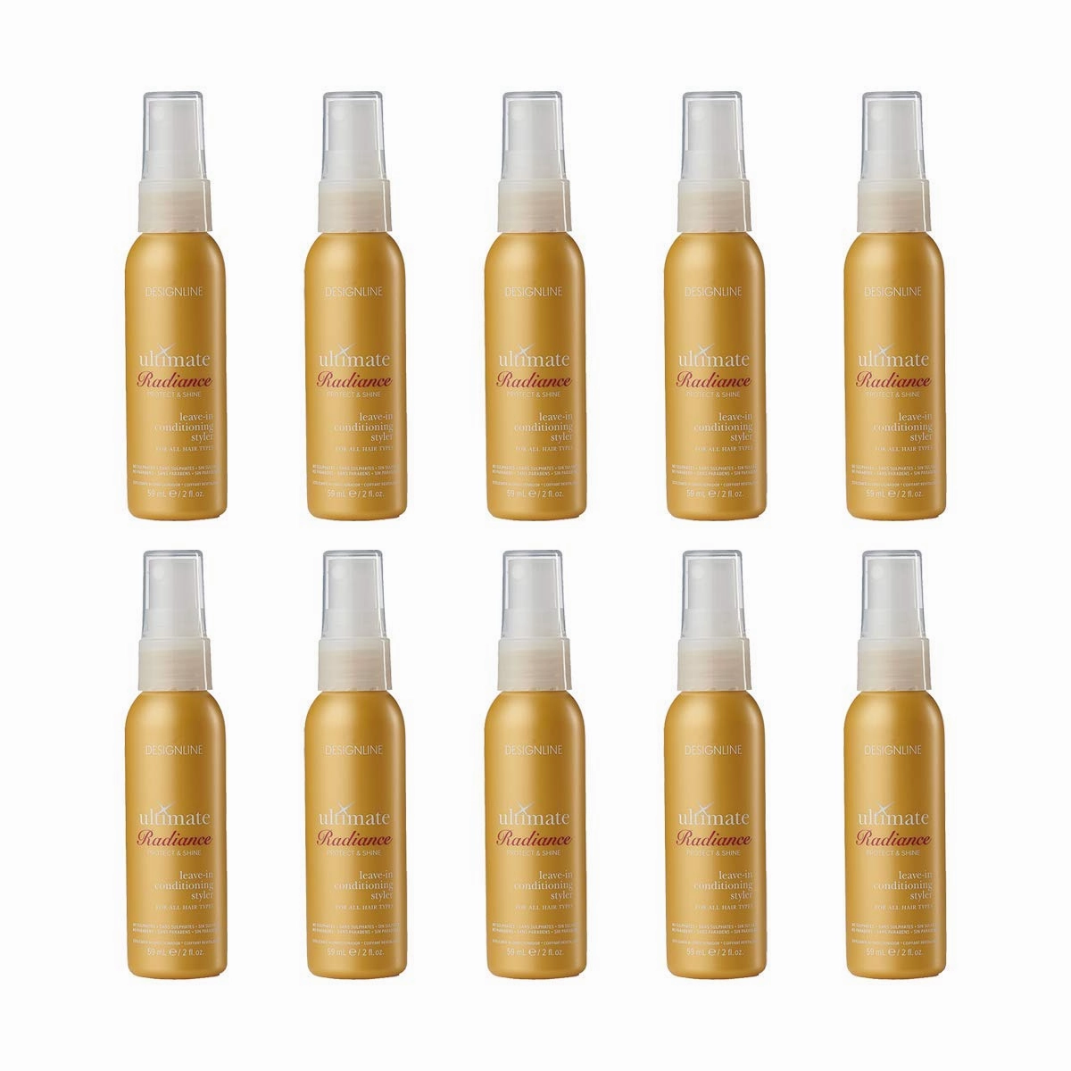 Ultimate Radiance Leave-In Conditioning Styler, 2 oz (10 Pack) - Regis DESIGNLINE - Deep Conditioner Treatment that Reconstructs Damaged Hair and Repairs Split Ends (2 oz)