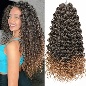 Unionbeauty 8 Pack GoGo Curl Crochet Hair - 18 Inch Water Wave Synthetic Curly Braiding Hair Extension for Black Women - Beach Curl, Deep Twist, Bohemian Crochet Braids
