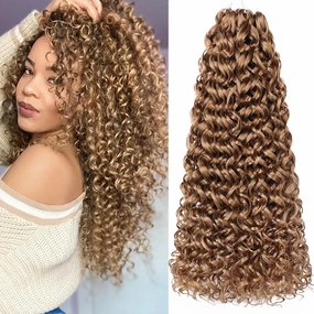 Unionbeauty GoGo Curl Crochet Hair 18 Inch Ocean Wave 8 Packs Water Wave Bohemian Beach Curl Braids Synthetic Curly Braiding Hair for Woman 27#