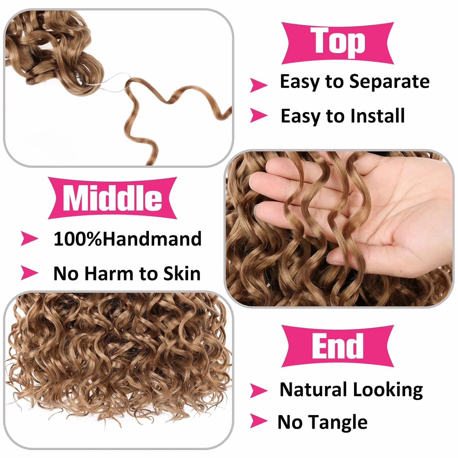 Unionbeauty GoGo Curl Crochet Hair 18 Inch Ocean Wave 8 Packs Water Wave Bohemian Beach Curl Braids Synthetic Curly Braiding Hair for Woman 27#