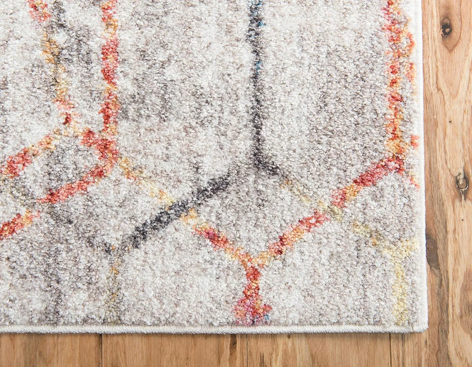 Unique Loom Rainbow Collection Geometric Abstract Trellis Modern Watercolor White Runner Rug (2' 0 x 6' 0)