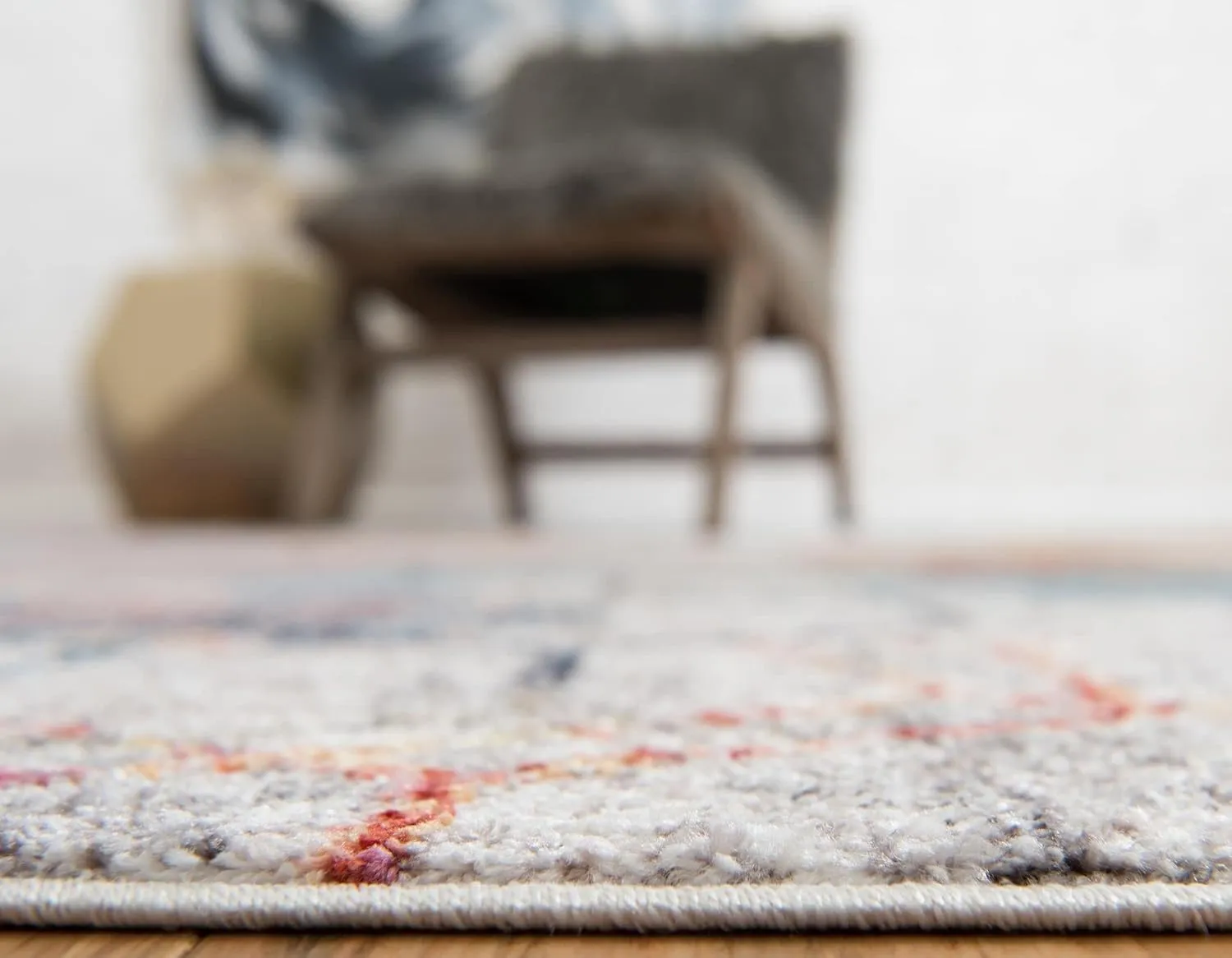 Unique Loom Rainbow Collection Geometric Abstract Trellis Modern Watercolor White Runner Rug (2' 0 x 6' 0)