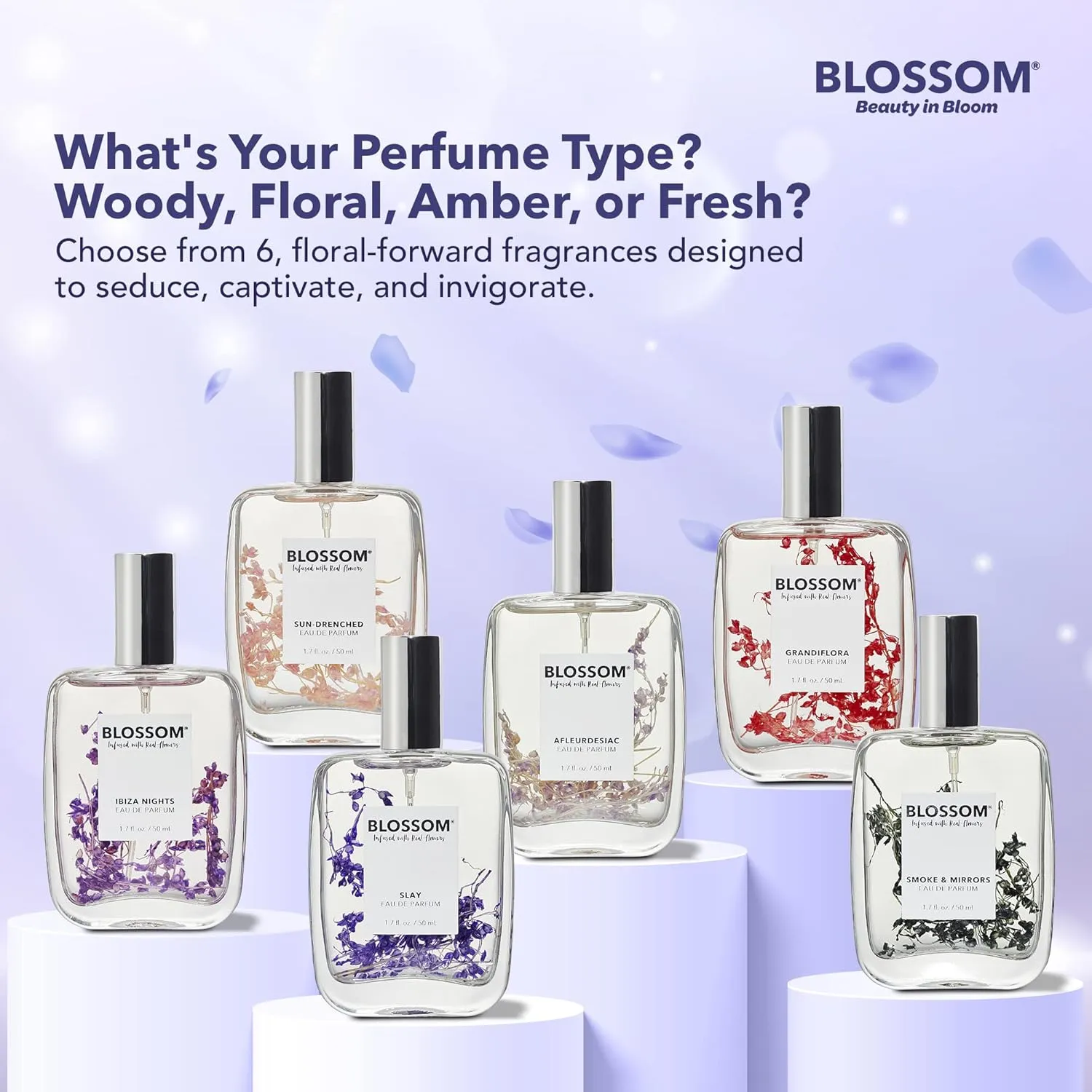 Unisex Eau De Parfum Spray Perfume for Women, TikTok Perfume Fragrance, Infused with Real Flowers, Made in USA, 1.7oz (White Calla Lily, Grapefruit, Sundrenched Flowers), Slay