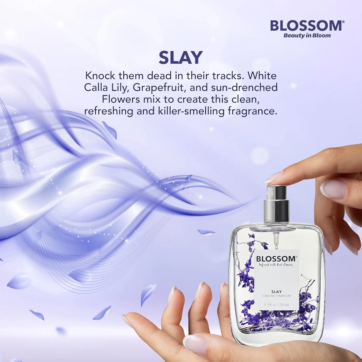 Unisex Eau De Parfum Spray Perfume for Women, TikTok Perfume Fragrance, Infused with Real Flowers, Made in USA, 1.7oz (White Calla Lily, Grapefruit, Sundrenched Flowers), Slay