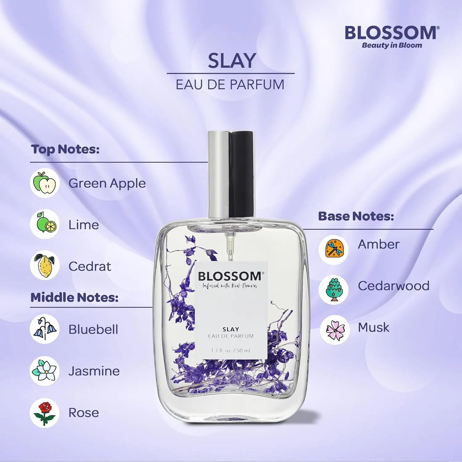 Unisex Eau De Parfum Spray Perfume for Women, TikTok Perfume Fragrance, Infused with Real Flowers, Made in USA, 1.7oz (White Calla Lily, Grapefruit, Sundrenched Flowers), Slay