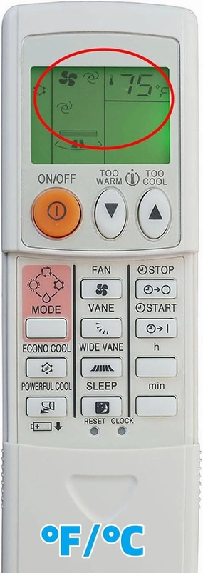 Universal Replacement Remote Control Compatible for Mitsubishi Electric Mr Slim E12N91426 Air Conditioner Remote Controller KM15A (Fahrenheit and Celsius)