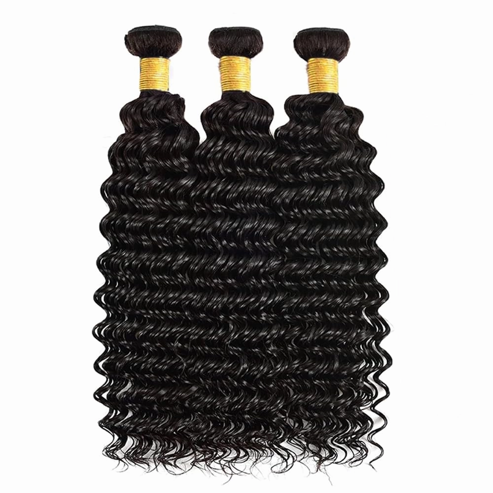 Unprocessed Brazilian Human Hair Deep Wave Bundles 18 20 22 Inch Virgin Remy Material Soft and Healthy Extensions