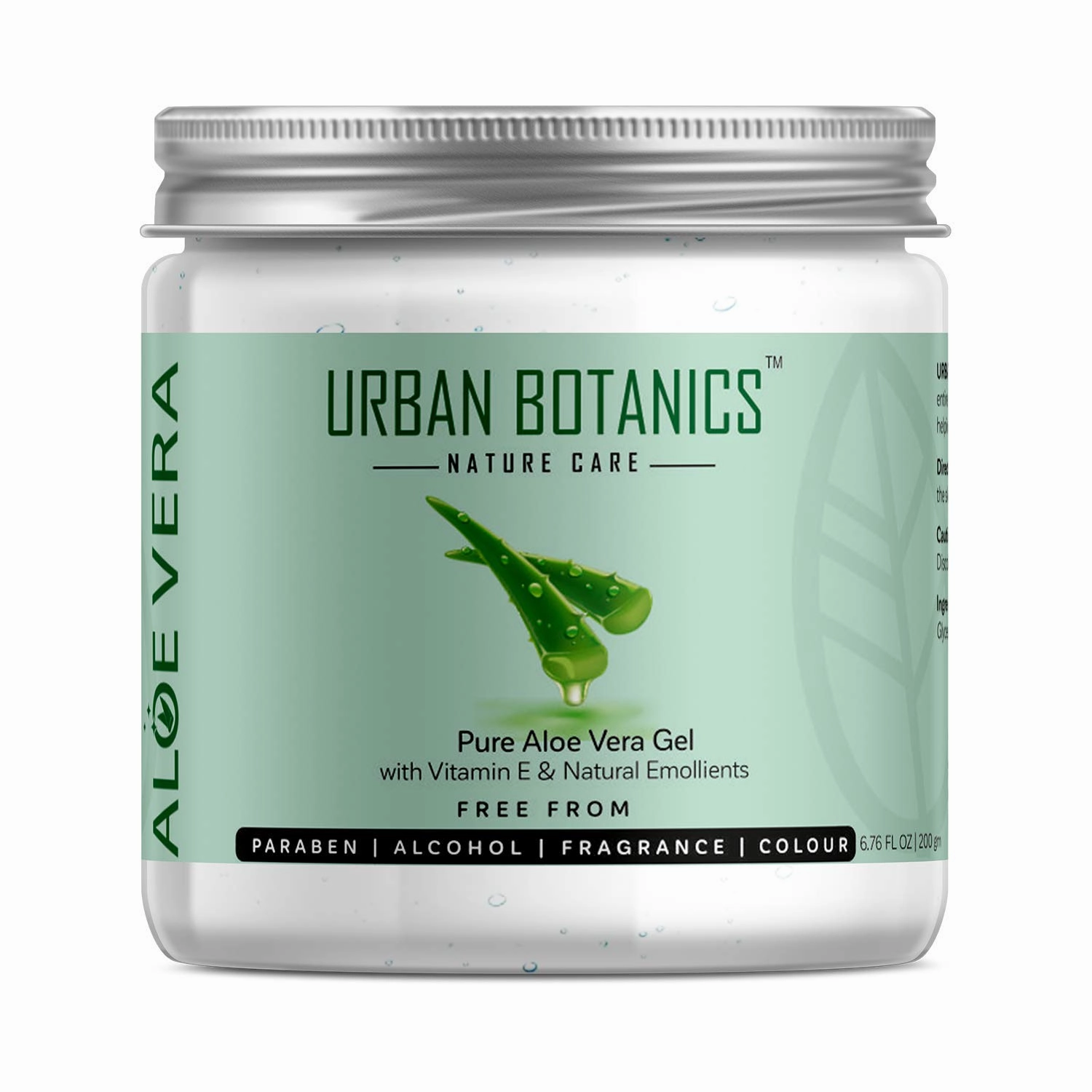 UrbanBotanics® Pure Aloe Vera Skin/Hair Gel With Vitamin E & Natural Emollients (Paraben Free), 200g