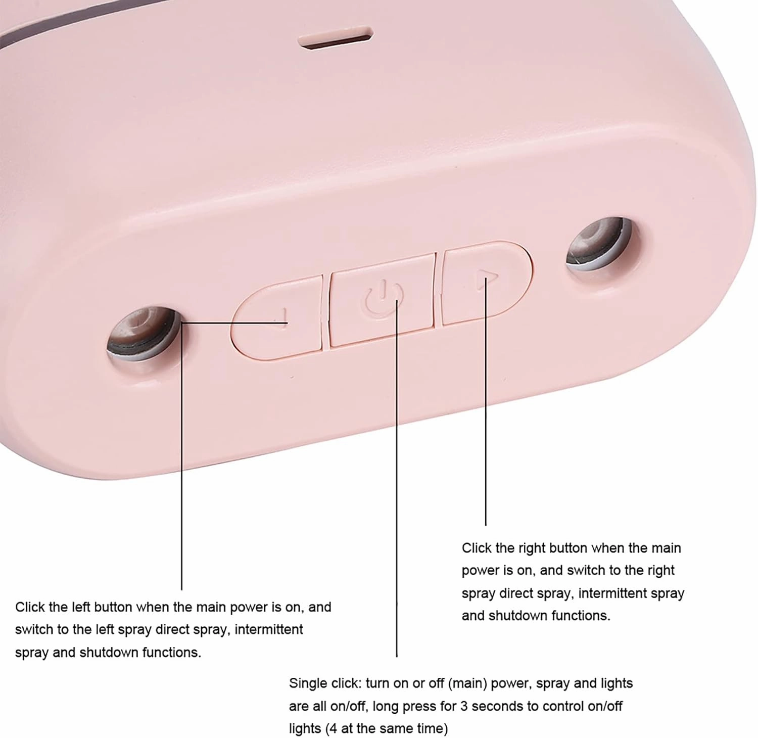 USB Ultrasonic Double Nozzle Air Humidifier Colorful Light Adjustable Humidifier for Bedroom Office Travel 1000ml (Pink)