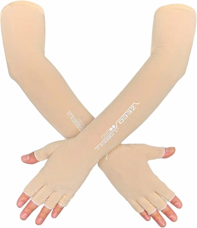UV Protective Gloves Sleeves Men's and Women's Cycling Ice Arm Fingerless Sunscreen Long Sleeves (2 Skin color)