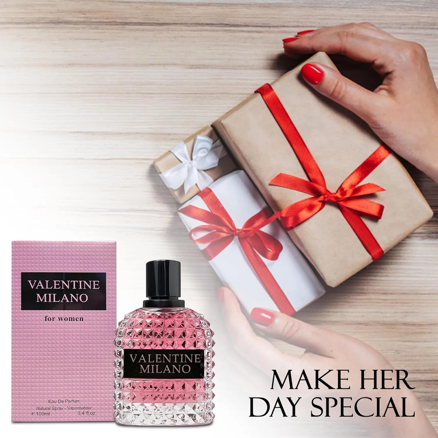 Valentine Milano Women Perfume 100ml Eau de Parfum Spray for Women with Vanilla,Jasmine&Bergamot Notes Long Lasting Cologne for Daily Use