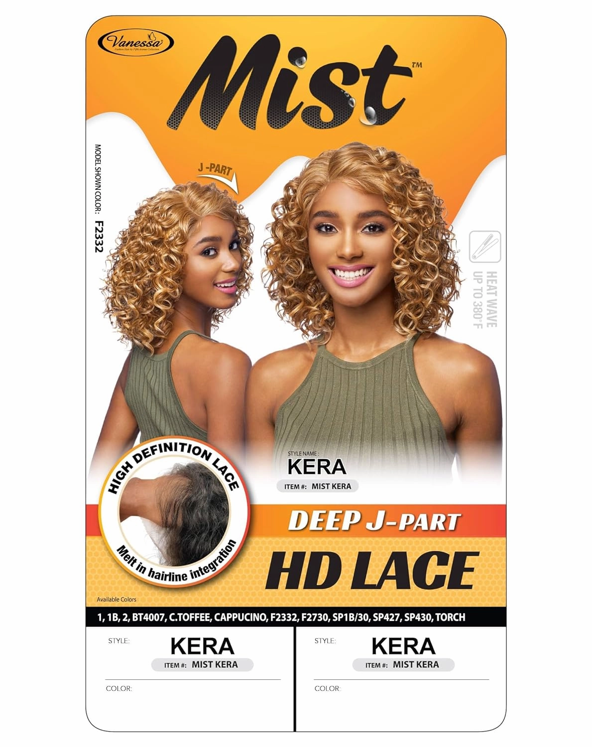 Vanessa Mist Fashion Medium Length Curly Hair Style HD Lace Synthetic Wigs - MIST KERA (BT4007)