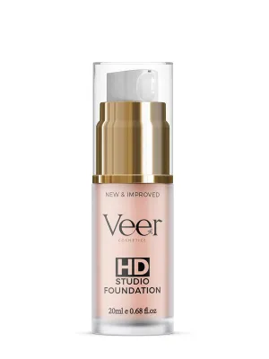 Veer HD Studio Full Coverage Foundation | Natural Wear Liquid | Professional Anti-Aging Cosmetics for All Skin Types | Long Lasting Poreless and Scar-free Finish (Natural)