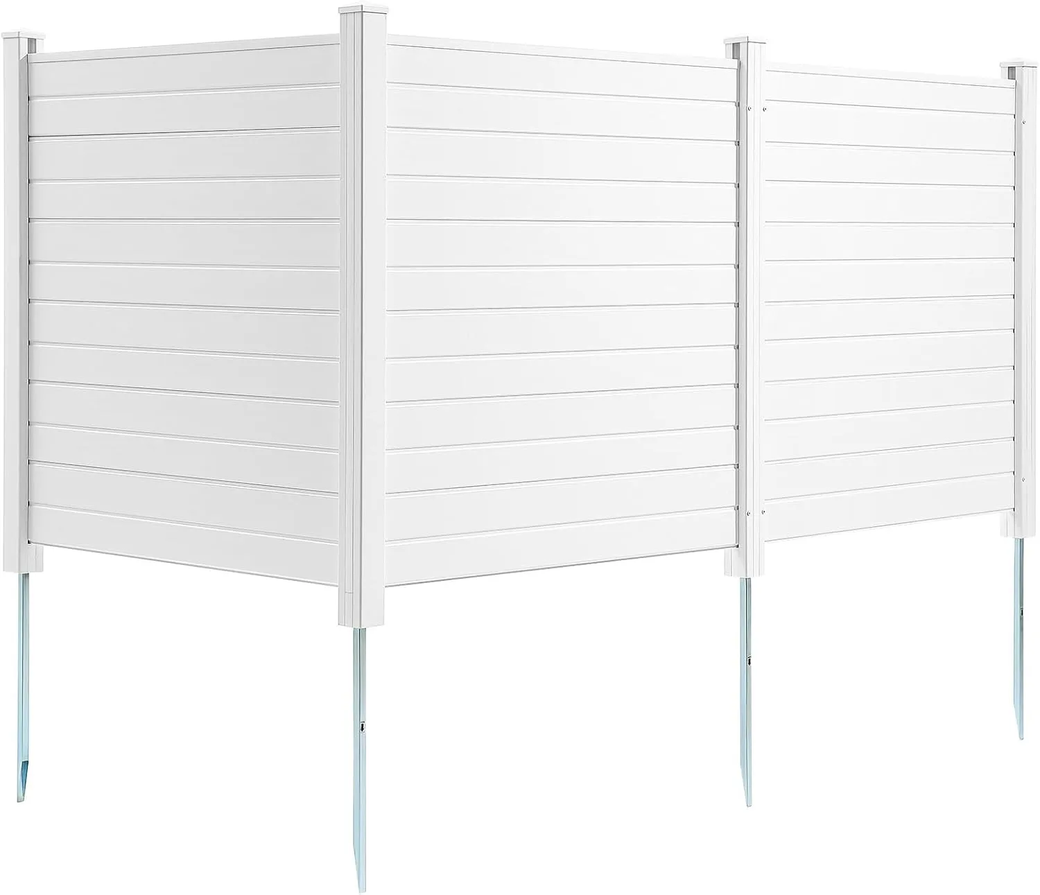VEVOR Outdoor Privacy Screen, 50in H x 50in W Air Conditioner Fence, 3-Panel Pool Equipment Enclosure, Horizontal PVC Privacy Fence with 27.5 in Ground Stakes, No Dig Trash Can Fence for A/C Units