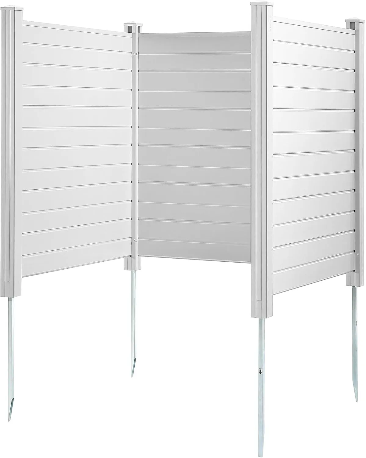 VEVOR Outdoor Privacy Screen, 50in H x 50in W Air Conditioner Fence, 3-Panel Pool Equipment Enclosure, Horizontal PVC Privacy Fence with 27.5 in Ground Stakes, No Dig Trash Can Fence for A/C Units