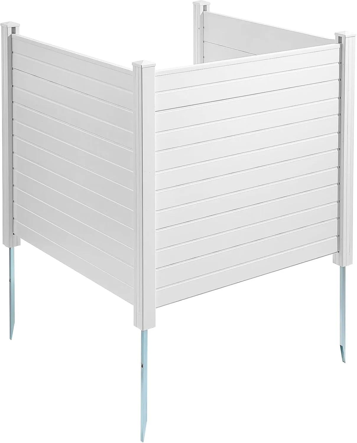 VEVOR Outdoor Privacy Screen, 50in H x 50in W Air Conditioner Fence, 3-Panel Pool Equipment Enclosure, Horizontal PVC Privacy Fence with 27.5 in Ground Stakes, No Dig Trash Can Fence for A/C Units