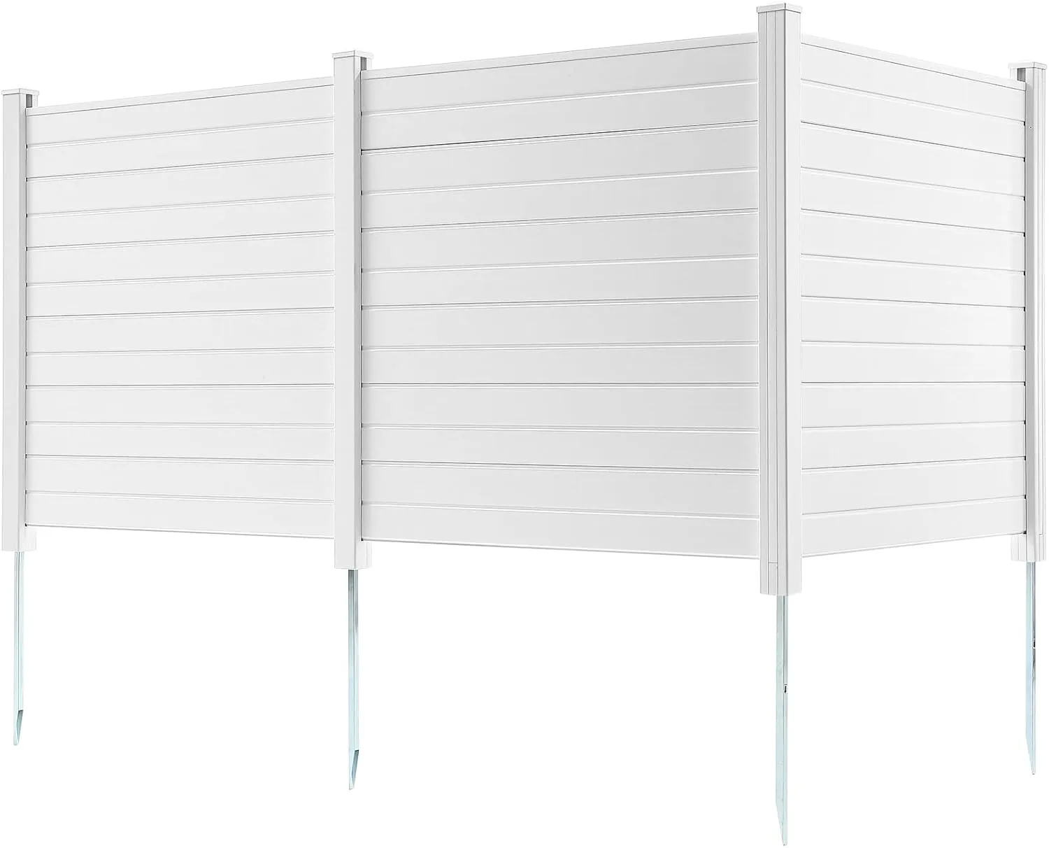 VEVOR Outdoor Privacy Screen, 50in H x 50in W Air Conditioner Fence, 3-Panel Pool Equipment Enclosure, Horizontal PVC Privacy Fence with 27.5 in Ground Stakes, No Dig Trash Can Fence for A/C Units