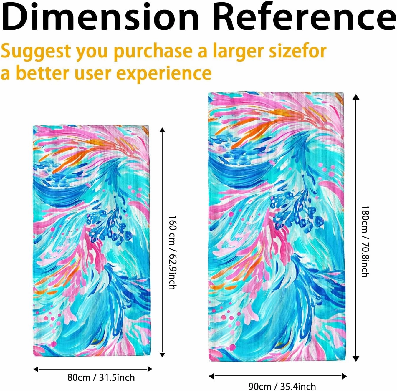 Vibrant Abstract Beach Towel Blue Peach Waves Microfiber Sand Free Lightweight Quick Dry [Absorbent] Oversized Pool Picnic Essentials 62x31 Inch