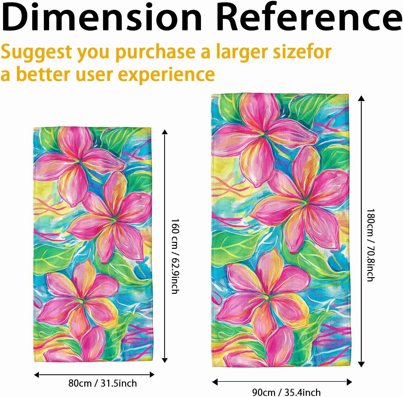 Vibrant Tropical Floral Beach Towel Microfiber Extra Large Bright Peach Hibiscus, Quick Dry Absorbent Soft Sand Free Lightweight, Pool Gym Picnic Essentials 62x31 Inch