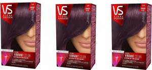 Vidal Sassoon Pro Series Permanent Hair Dye, 3VR Deel Velvet Violet Hair Color, Pack of 3