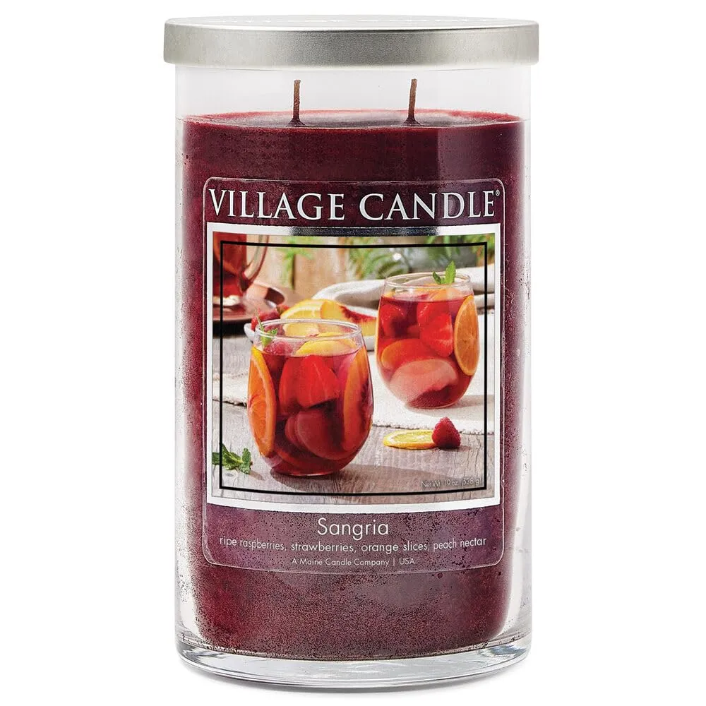 Village Candle Sangria, Large Silver Lid Tumbler Scented Candle, 19 oz