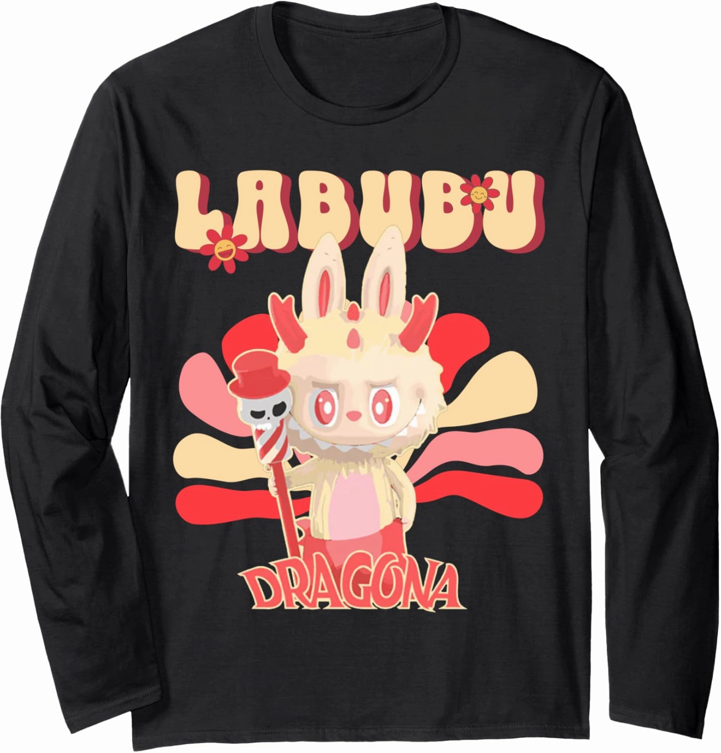 Vintage Cute Labubu Lover The Monsters Pink Women Girl Kids Long Sleeve T-Shirt