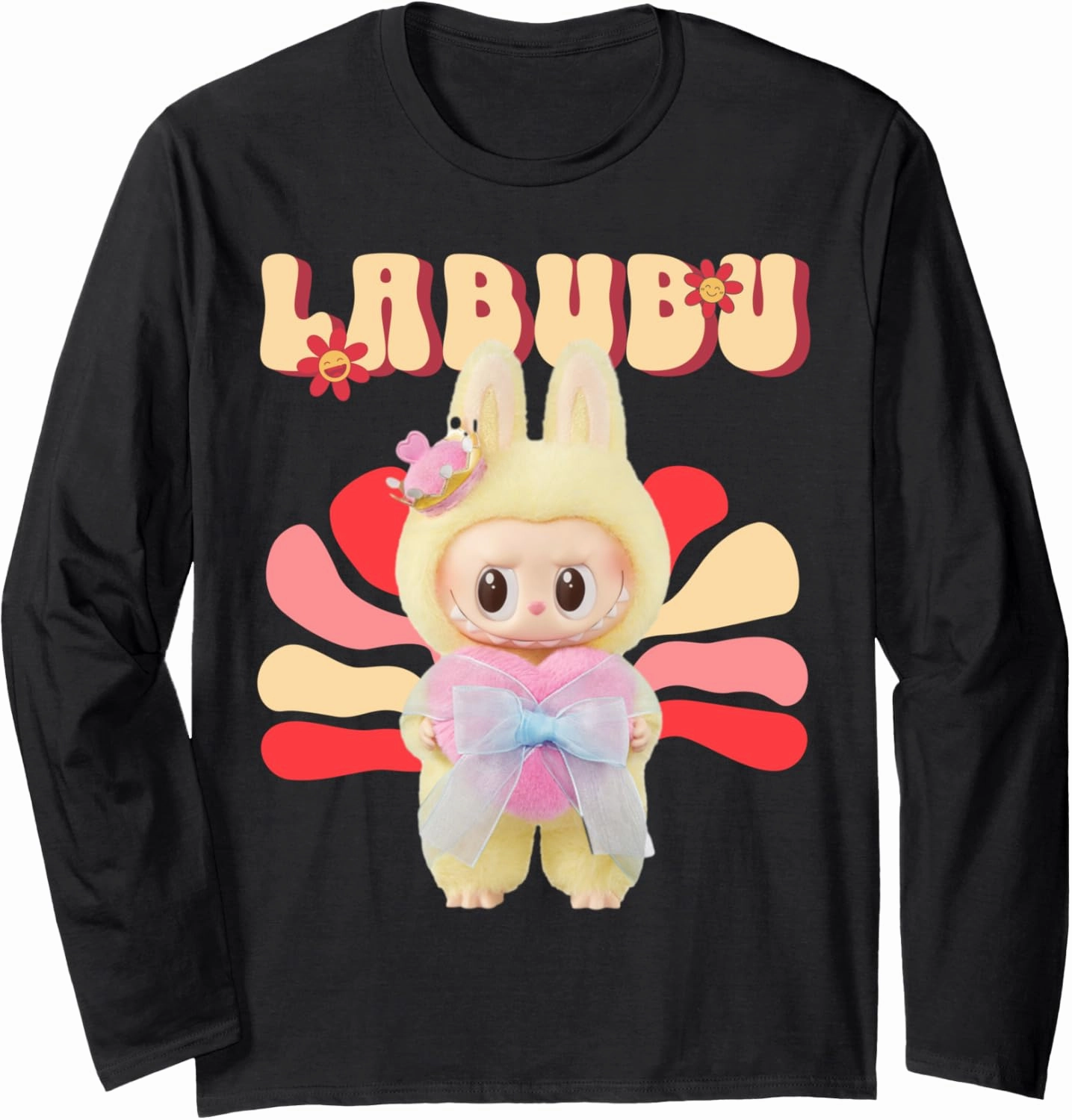 Vintage Cute Labubu Lover The Monsters Pink Women Girl Kids Long Sleeve T-Shirt