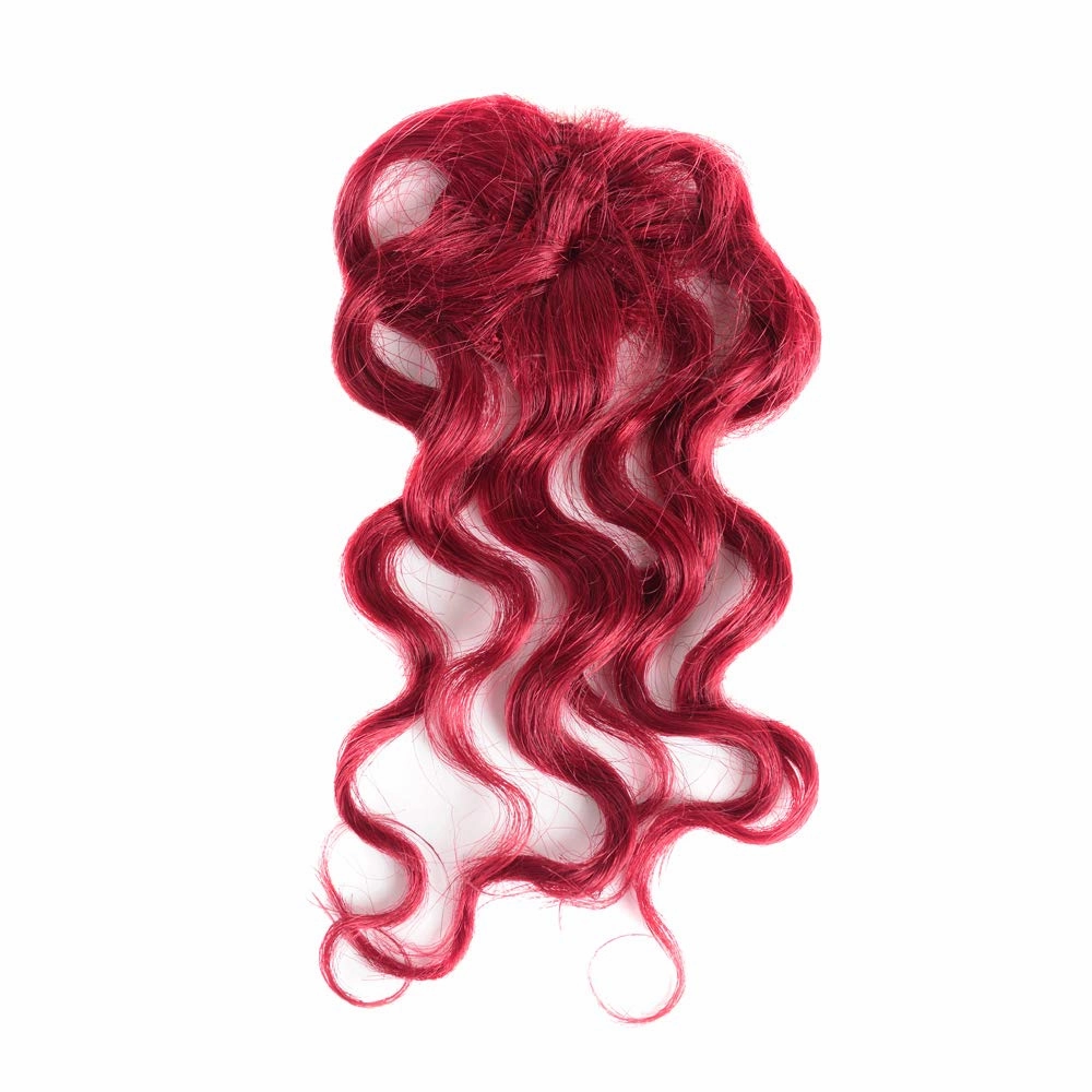 VIOLET Hair Short Curly Human Hair Bundles with Closure 100% Brazilian Curly Hair Weave Full Head Wavy Bundles 8 inch Burgundy Human Hair Extension Deep Curly Weave Hair Bundles