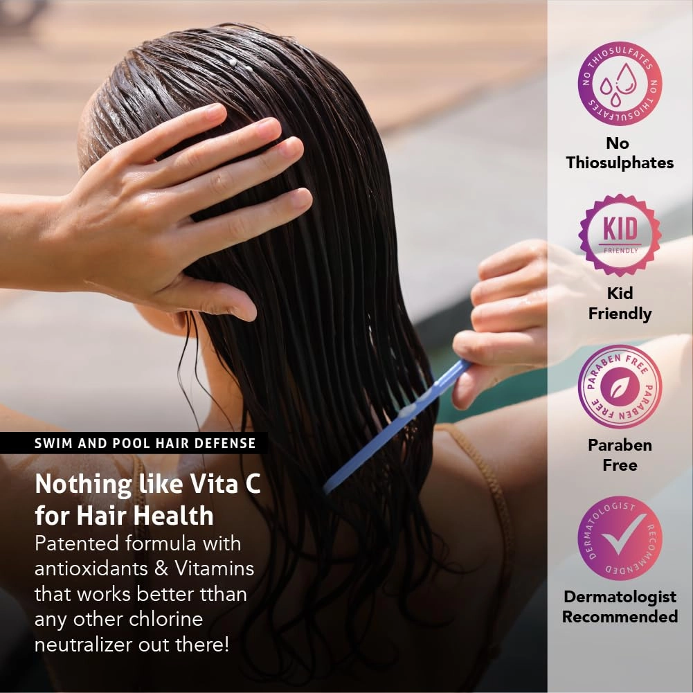 Vita C Swimmers Conditioner Eliminates Chlorine, Swim Tested Treatment Infuses Moisture to Restore & Protect your Hair, Patented Antioxidant Formula, Hydrate, Rejuvenate & Repair - 8 Fl Oz
