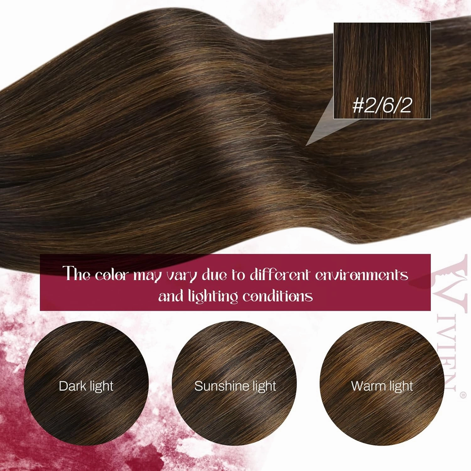 Vivien Nano Human Hair Extensions Balayage Brown Nano Bead Hair Extensions Human Hair 18 Inch Ombre Brown Mix Light Brown Invisible Silky #2/8/2 50G/50S