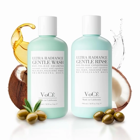 VoCÊ Haircare Gentle Wash and Rinse Vegan & Cruelty-Free Shampoo and Conditioner | Clean Haircare, Color Safe, Paraben and Sulfate Free, Ultra Radiance, Hydrating, Shine Enhancing (8.5 oz | 250 ml)