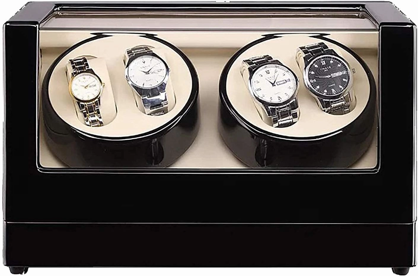 Watch Winders 4 0 Wooden Automatic Watch Winder Storage Box Transparent Cover Wrist Mechanical Watch Winding Box Double Head Motor Shaker Case