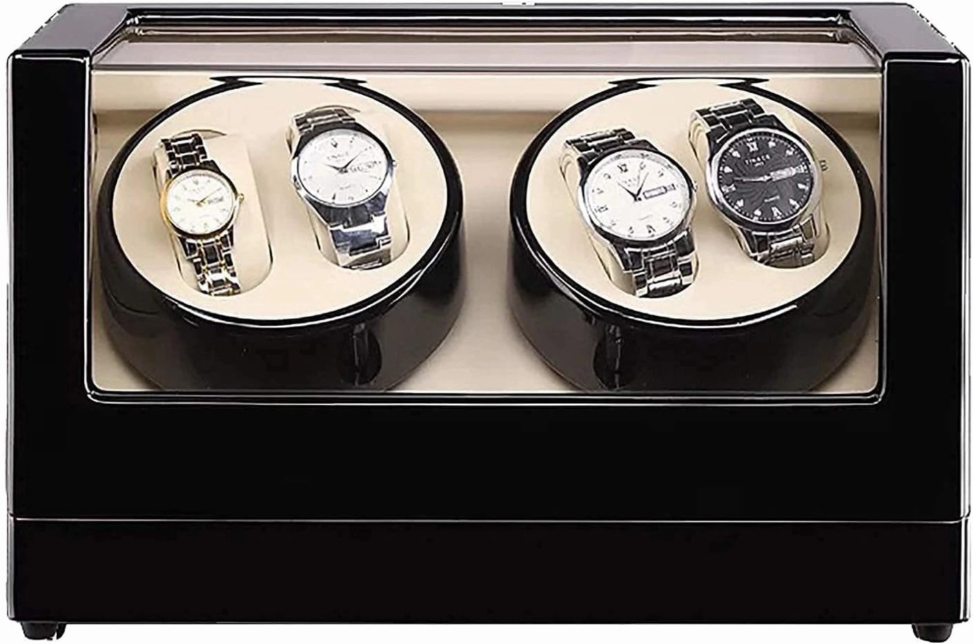 Watch Winders 4 0 Wooden Automatic Watch Winder?Storage Box Transparent Cover Wrist Mechanical Watch Winding Box Double Head Motor Shaker Case,