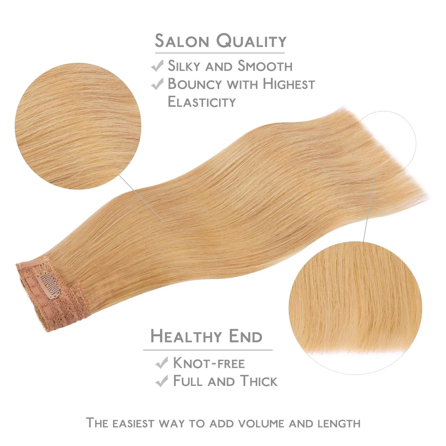 WENNALIFE Wire Hair Extensions (Increase 50% Lifespan) Real Human Hair 12 inch 70g Strawberry Blonde Remy Wire Hair Extensions Invisible Transparent Fish Line Straight Real Hair Extensions