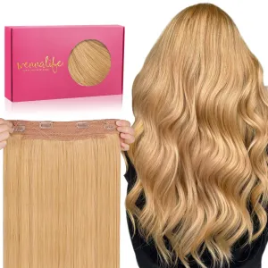 WENNALIFE Wire Hair Extensions (Increase 50% Lifespan) Real Human Hair 12 inch 70g Strawberry Blonde Remy Wire Hair Extensions Invisible Transparent Fish Line Straight Real Hair Extensions