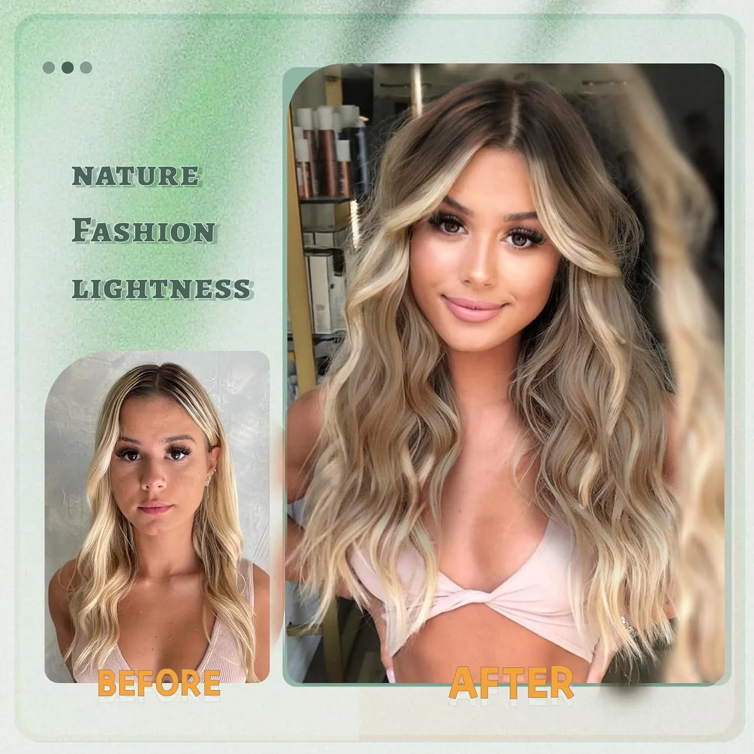 WERD Long Dirty Blonde Wig for Women Ombre Wavy Blonde Wigs Synthetic 26 Inch Middle Part Curly Blonde Wig for Cosplay Party Use