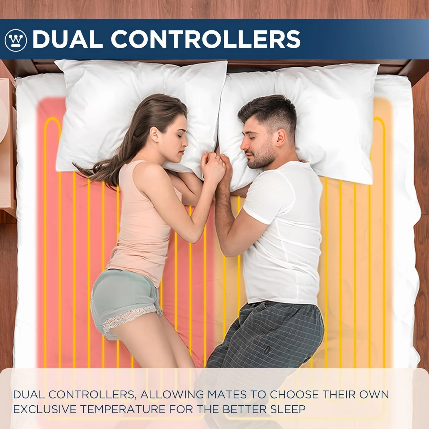 Westinghouse Queen Size Heated Mattress Pad, Bed Warmer Electric Mattress Cover with 10 Heat Settings Dual Controller, 1-12H Auto Shut Off, Fit Up to 17" Deep Pocket, Machine Washable, 60x80 Inch