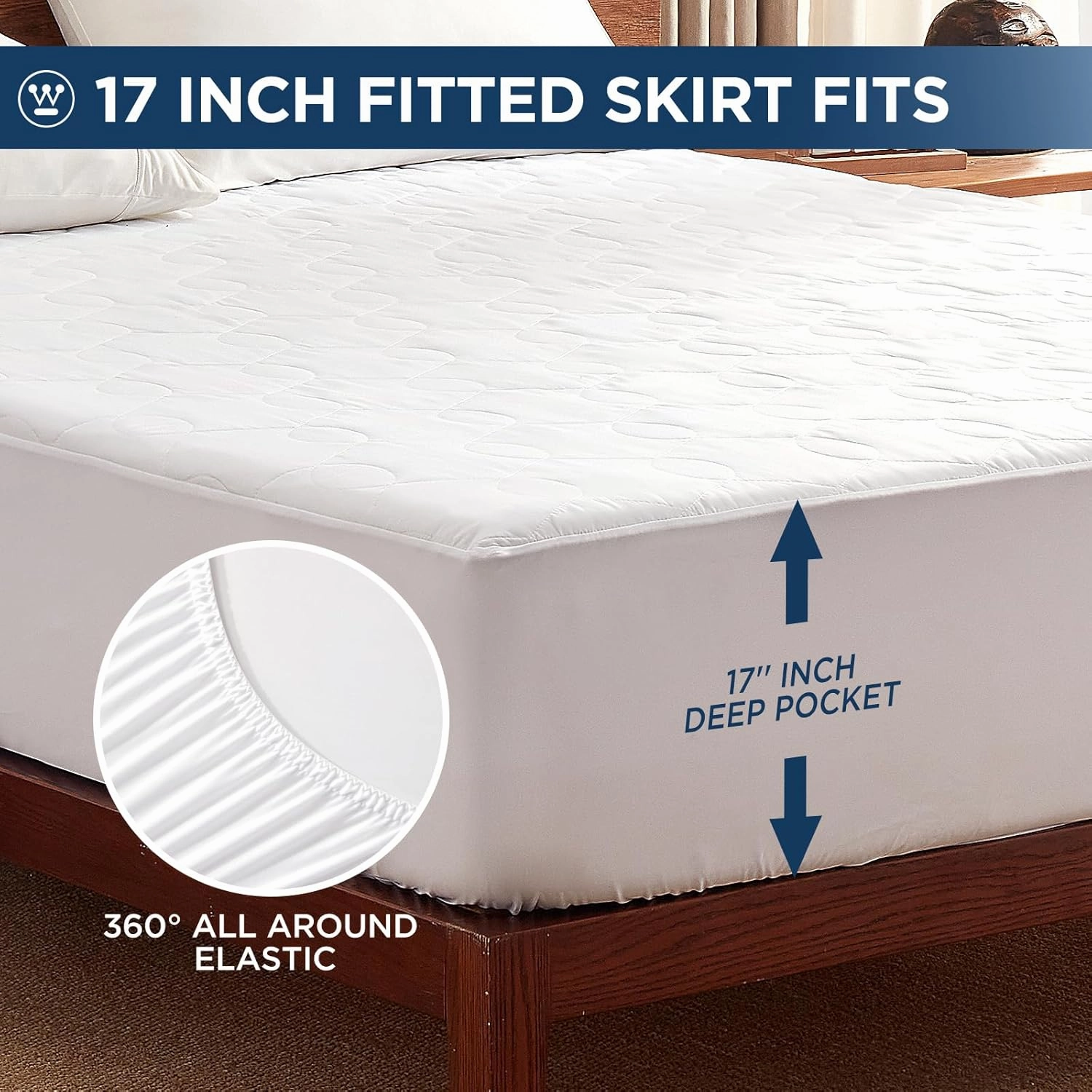 Westinghouse Queen Size Heated Mattress Pad, Bed Warmer Electric Mattress Cover with 10 Heat Settings Dual Controller, 1-12H Auto Shut Off, Fit Up to 17" Deep Pocket, Machine Washable, 60x80 Inch