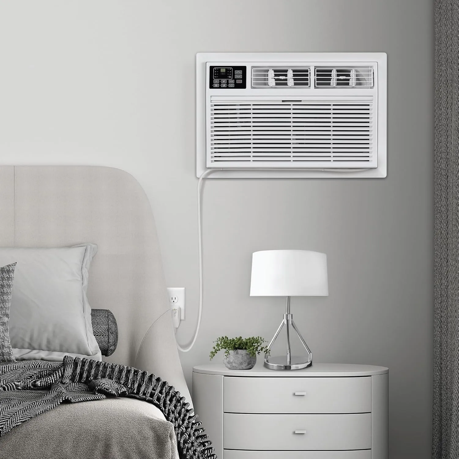 Whirlpool 12,000 BTU Through the Wall Air Conditioner, 115V, Cools up to 550 Sq. Ft for Living Room, Bedroom, Kitchen, Apartment, with Dehumidifier, Remote Control, Digital Display, 24H Timer, White