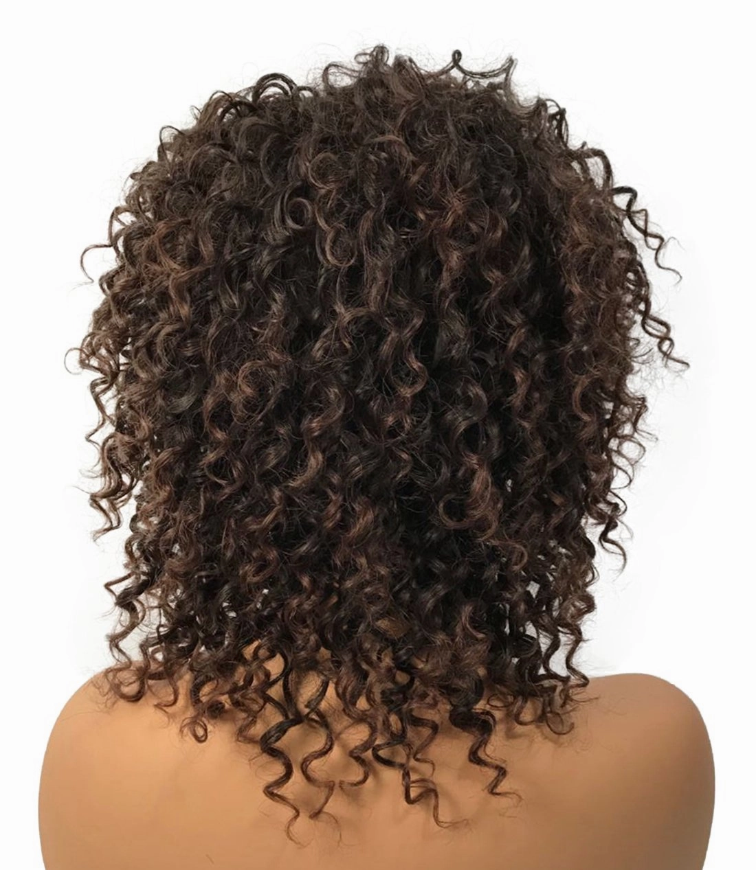 Wiginway Women Wigs Medium Curly Dark Brown with Highlight Wigs Synthetic Hair Pieces Toupe 8 Inch