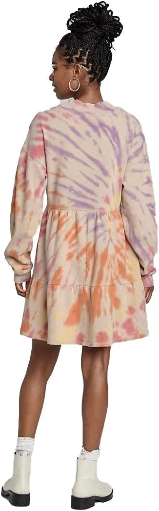 Wild Fable Women's Tie-Dye Long Sleeve Cozy Sweatshirt Dress (Pale Peach)