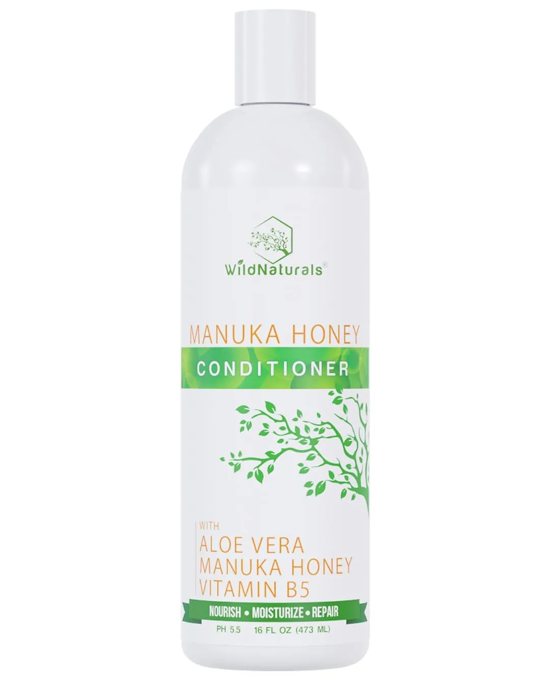 Wild Naturals Sulfate Free Conditioner : With Manuka Honey   Aloe Vera, For Hair Loss, Thinning Hair, and Itchy Dry Scalp. Anti Dandruff, Moisturizing, 98% Natural, 80% Organic Healing Plant-Based