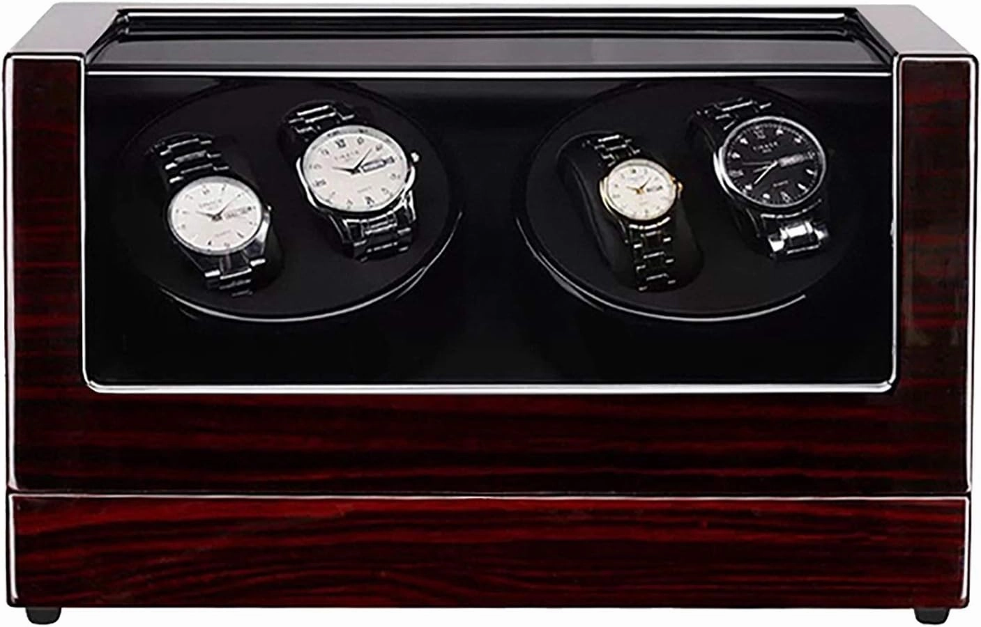 Winding Box Watch Winders - 4 0 Wooden Automatic Watch Winder Storage Box Transparent Cover Wrist Mechanical Watch Winding Box Double Head Motor Shaker Case Org