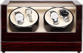 Winding Box Watch Winders - 4 0 Wooden Automatic Watch Winder Storage Box Transparent Cover Wrist Mechanical Watch Winding Box Double Head Motor Shaker Case Org